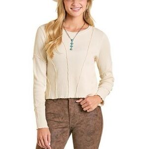 Women’s Rock & Roll Denim Exposed Seams Long Sleeve Shirt